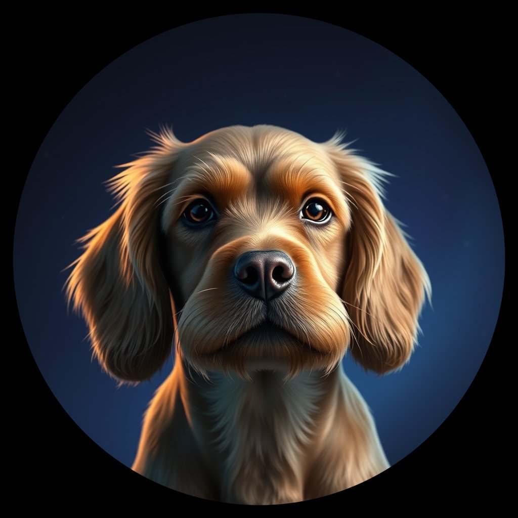 Cosmic medallion portrait of PFZ42F08_PFZ42F08, a American Cocker Spaniel