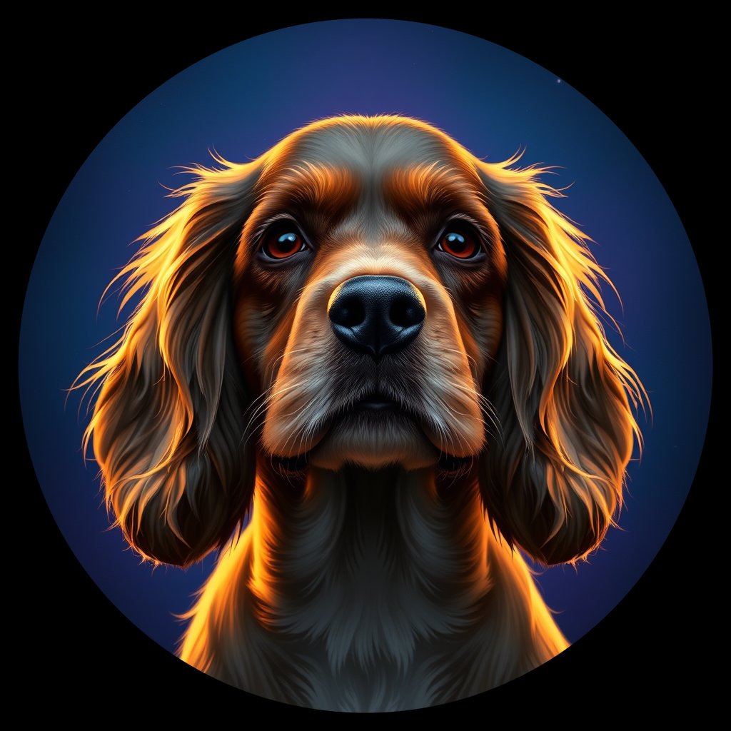 Cosmic medallion portrait of PFZ42F09_PFZ42F09, a American Cocker Spaniel