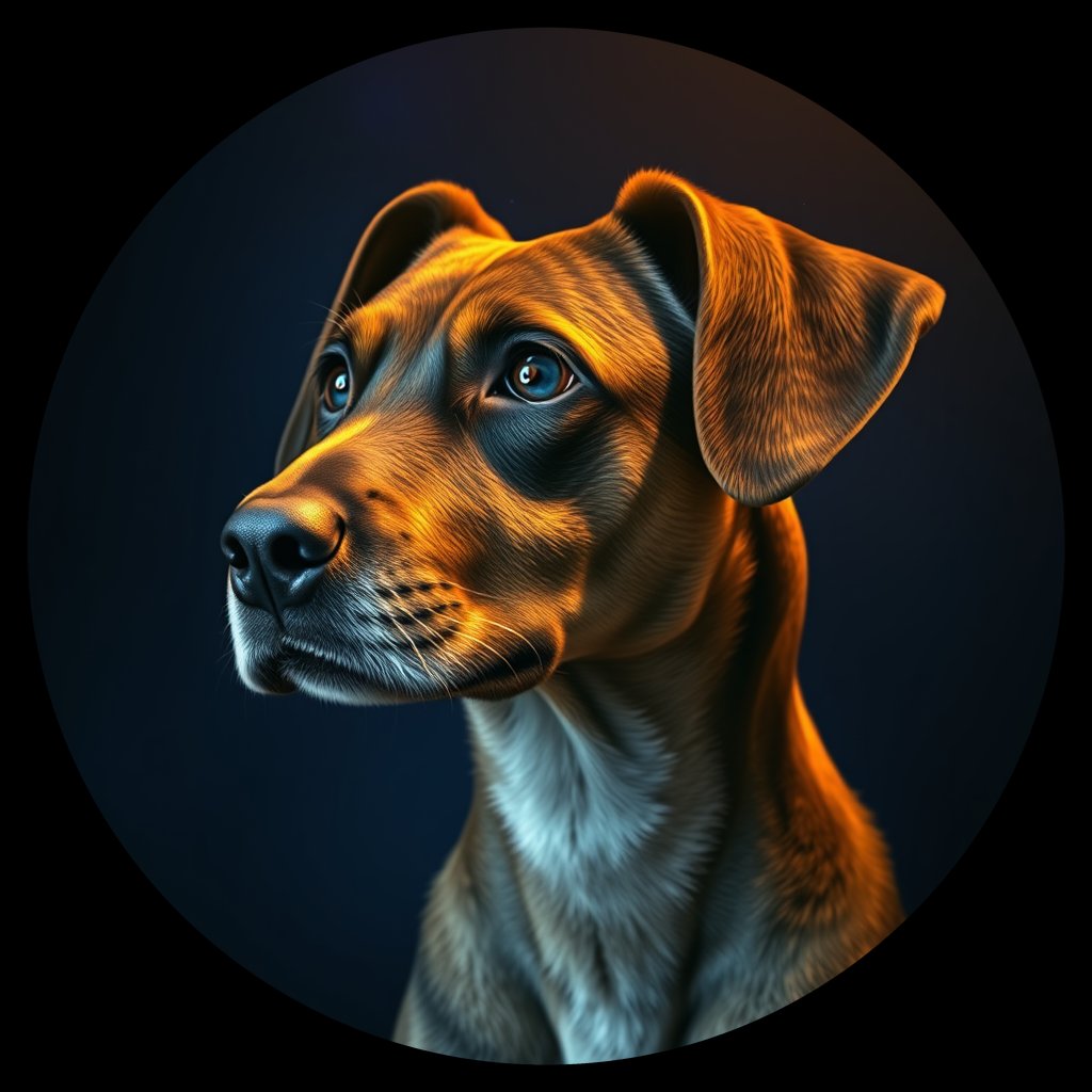 Cosmic medallion portrait of PFZ42F11_PFZ42F11, a Village Dog Burkina Faso