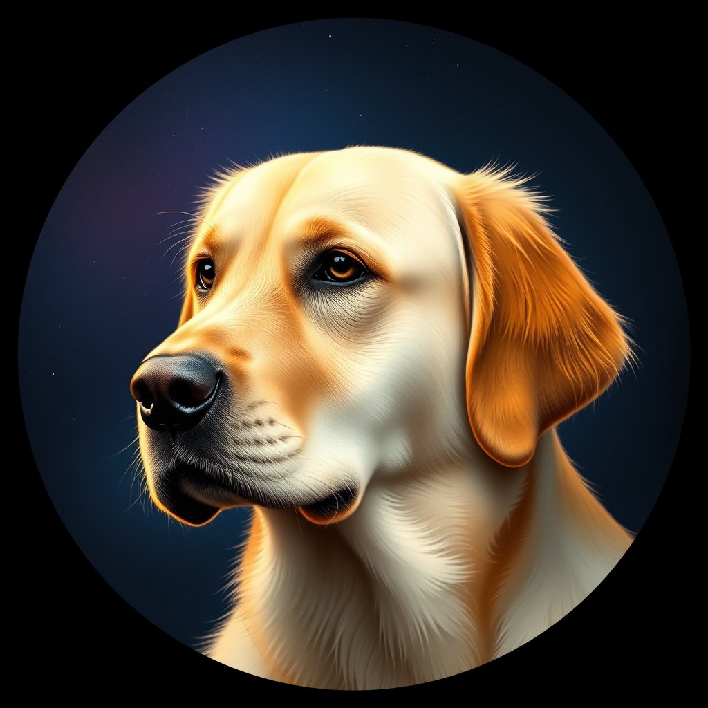 Cosmic medallion portrait of PFZ42G01_PFZ42G01, a Golden Retriever
