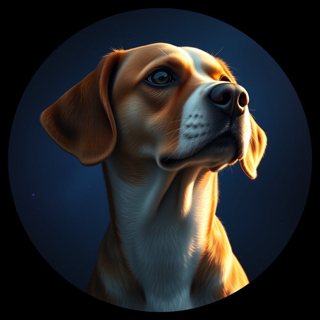 Cosmic medallion portrait of PFZ42G02_PFZ42G02, a Beagle