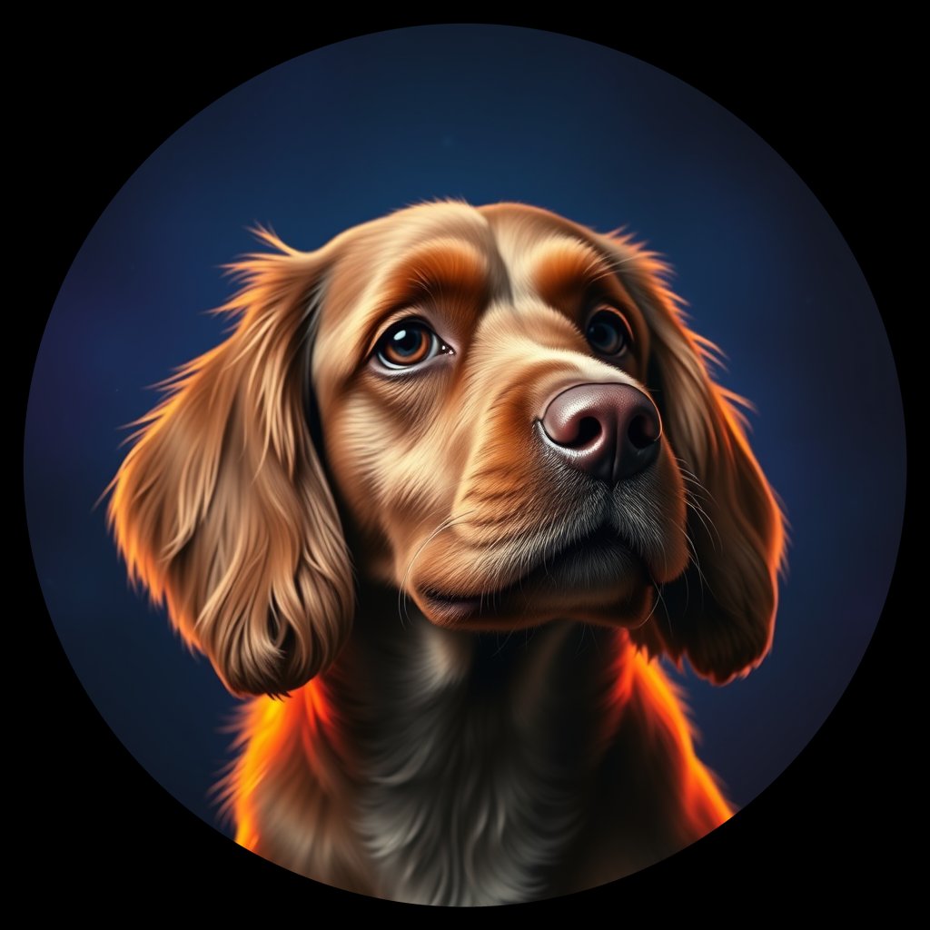 Cosmic medallion portrait of PFZ42G04_PFZ42G04, a American Cocker Spaniel