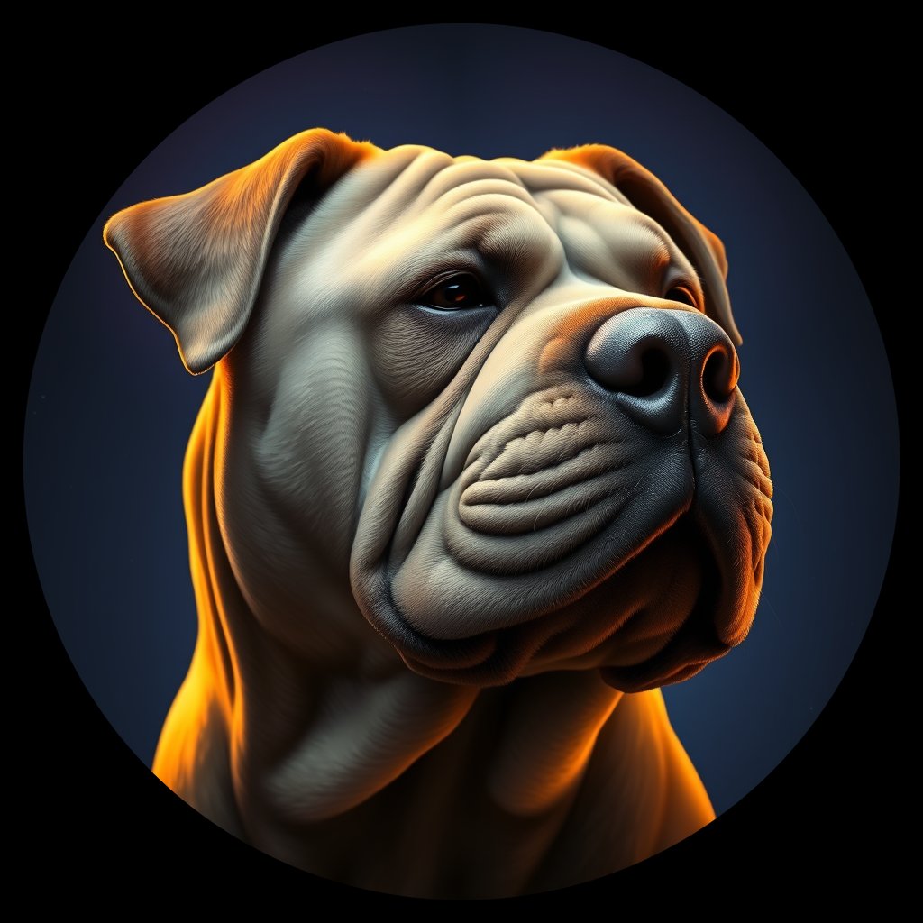 Cosmic medallion portrait of PFZ42G06_PFZ42G06, a Chinese Shar Pei