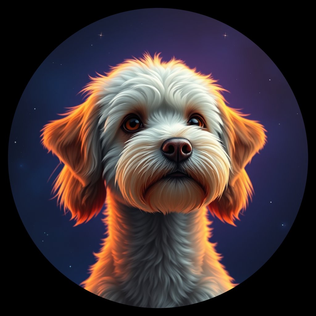 Cosmic medallion portrait of PFZ42G08_PFZ42G08, a Toy Poodle