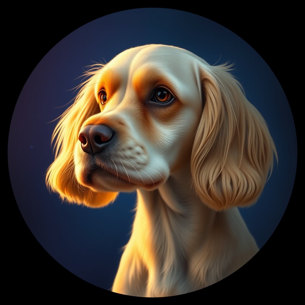 Cosmic medallion portrait of PFZ42G09_PFZ42G09, a American Cocker Spaniel