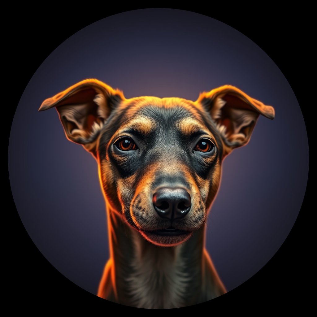 Cosmic medallion portrait of PFZ42G10_PFZ42G10, a Village Dog Ghana