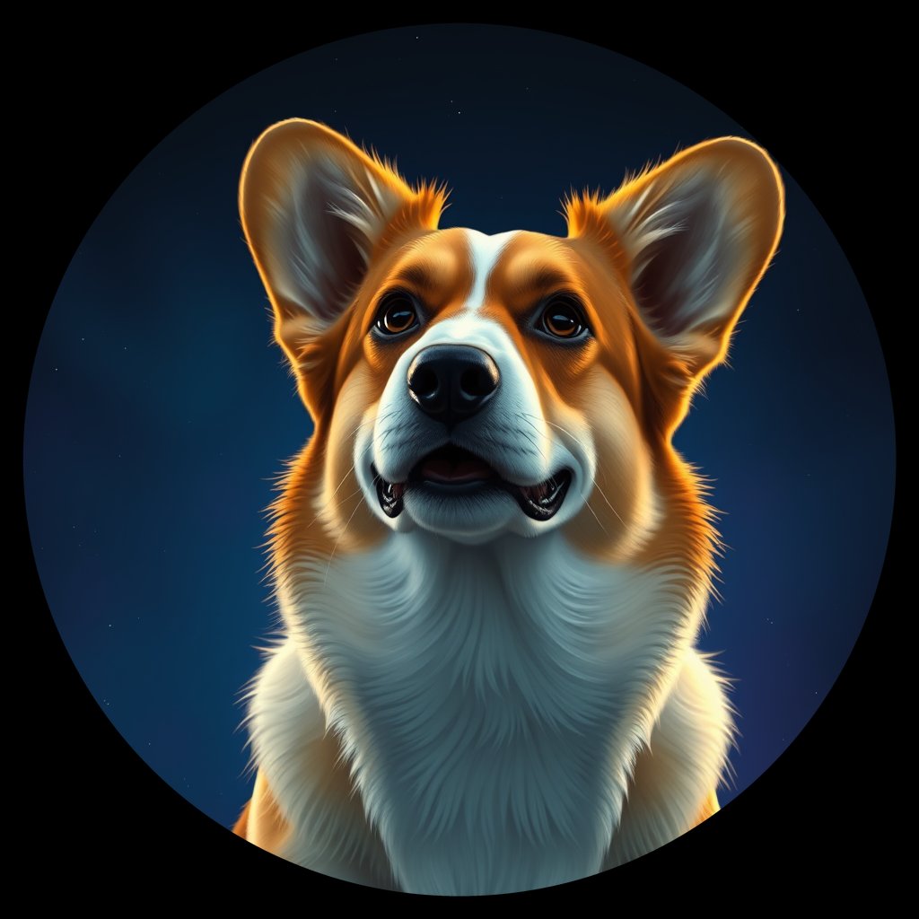 Cosmic medallion portrait of PFZ42H03_PFZ42H03, a Pembroke Welsh Corgi