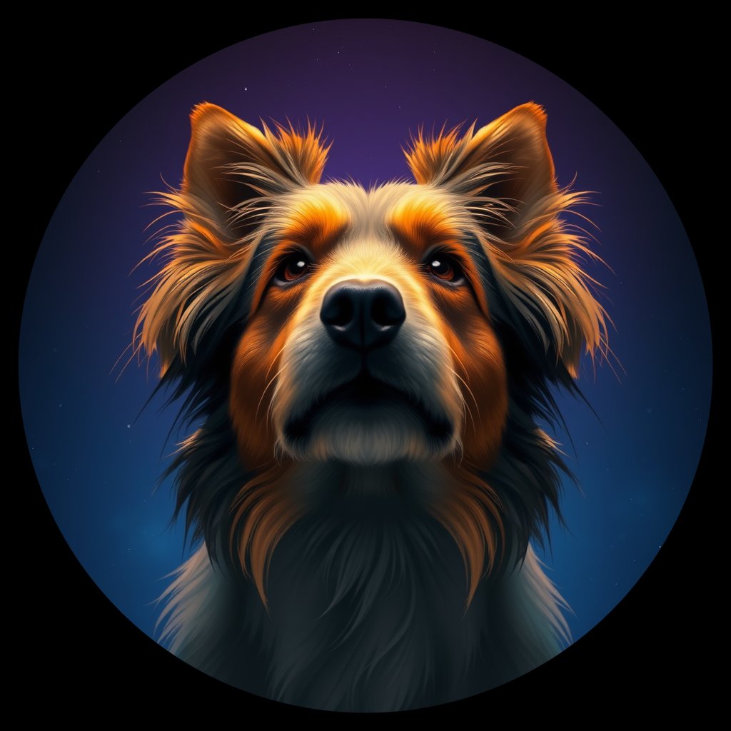 Cosmic medallion portrait of PFZ42H04_PFZ42H04, a Shetland Sheepdog