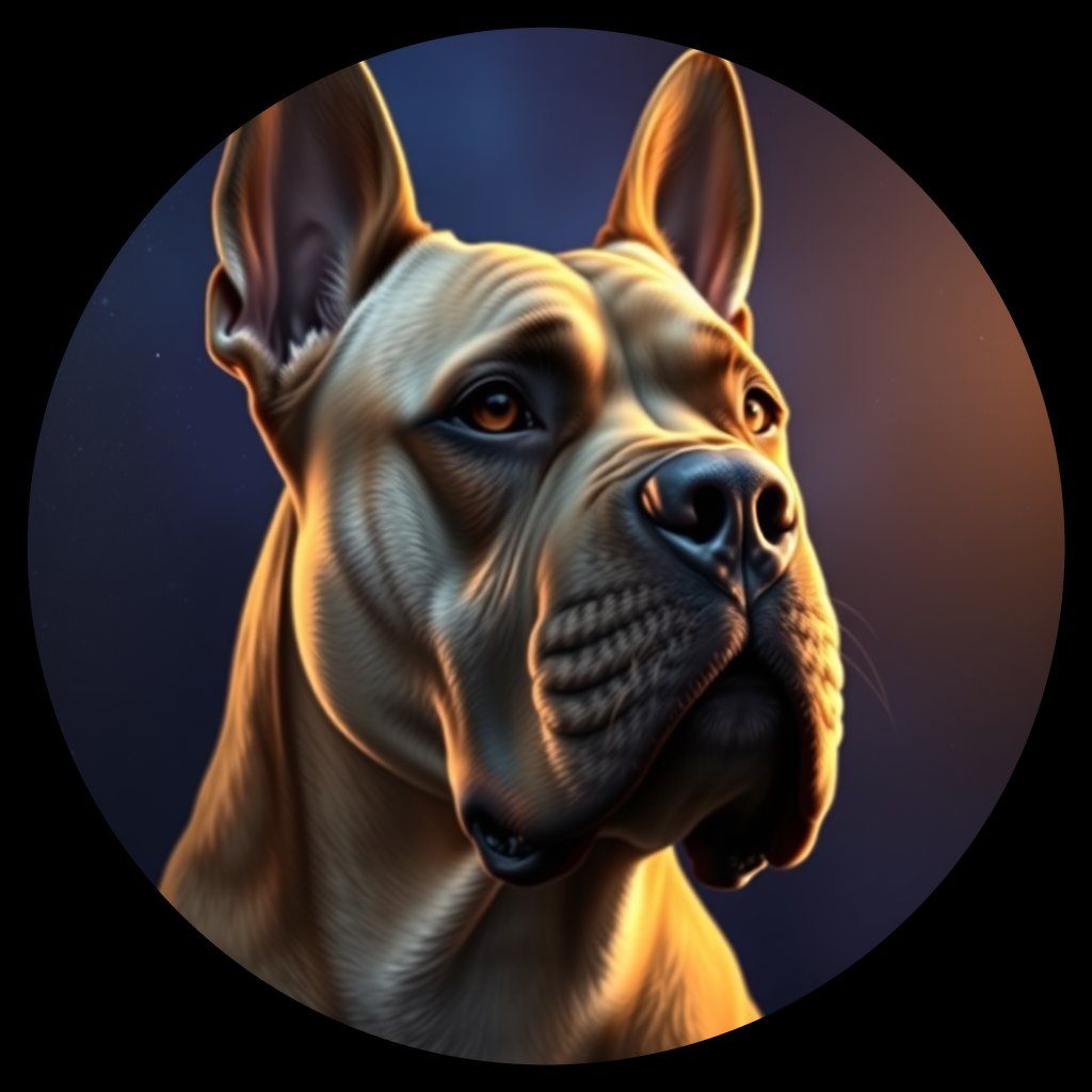 Cosmic medallion portrait of PFZ42H05_PFZ42H05, a Cane Corso