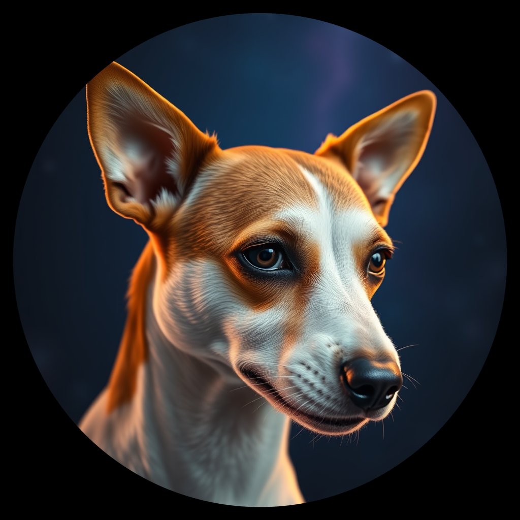 Cosmic medallion portrait of PFZ42H09_PFZ42H09, a Jack Russell Terrier