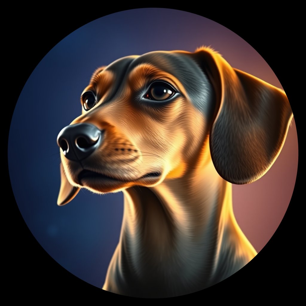 Cosmic medallion portrait of PFZ43A01_PFZ43A01, a Dachshund