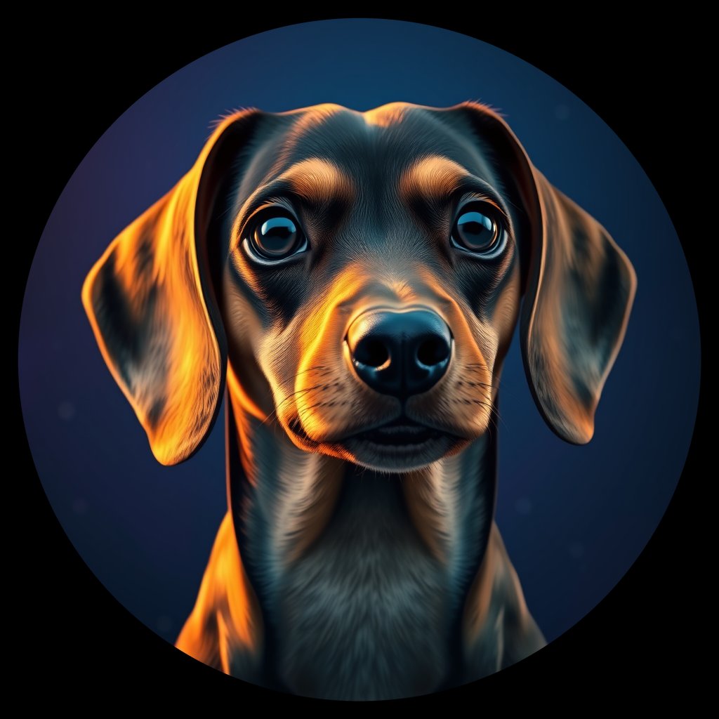 Cosmic medallion portrait of PFZ43A02_PFZ43A02, a Dachshund