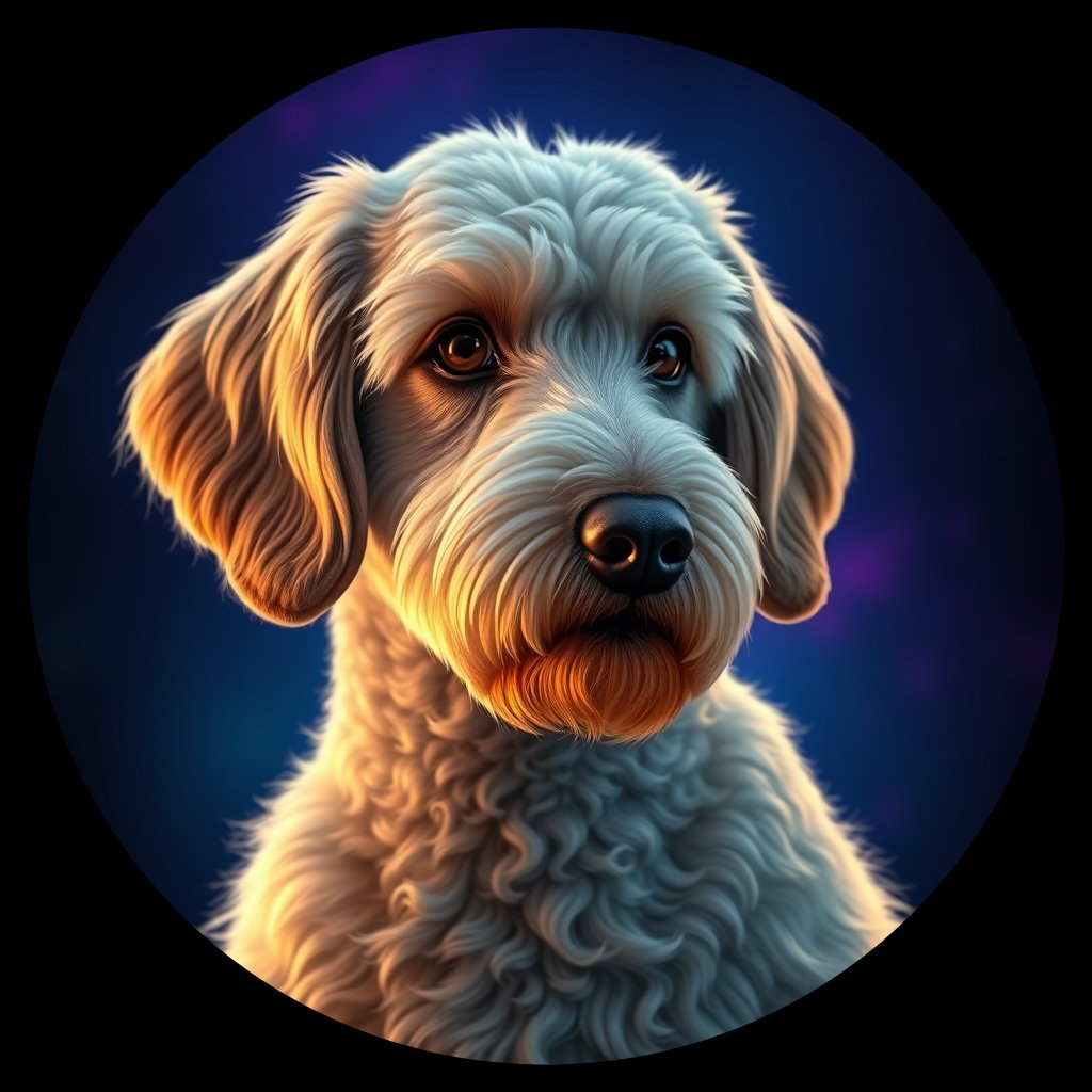 Cosmic medallion portrait of PFZ43A04_PFZ43A04, a Poodle