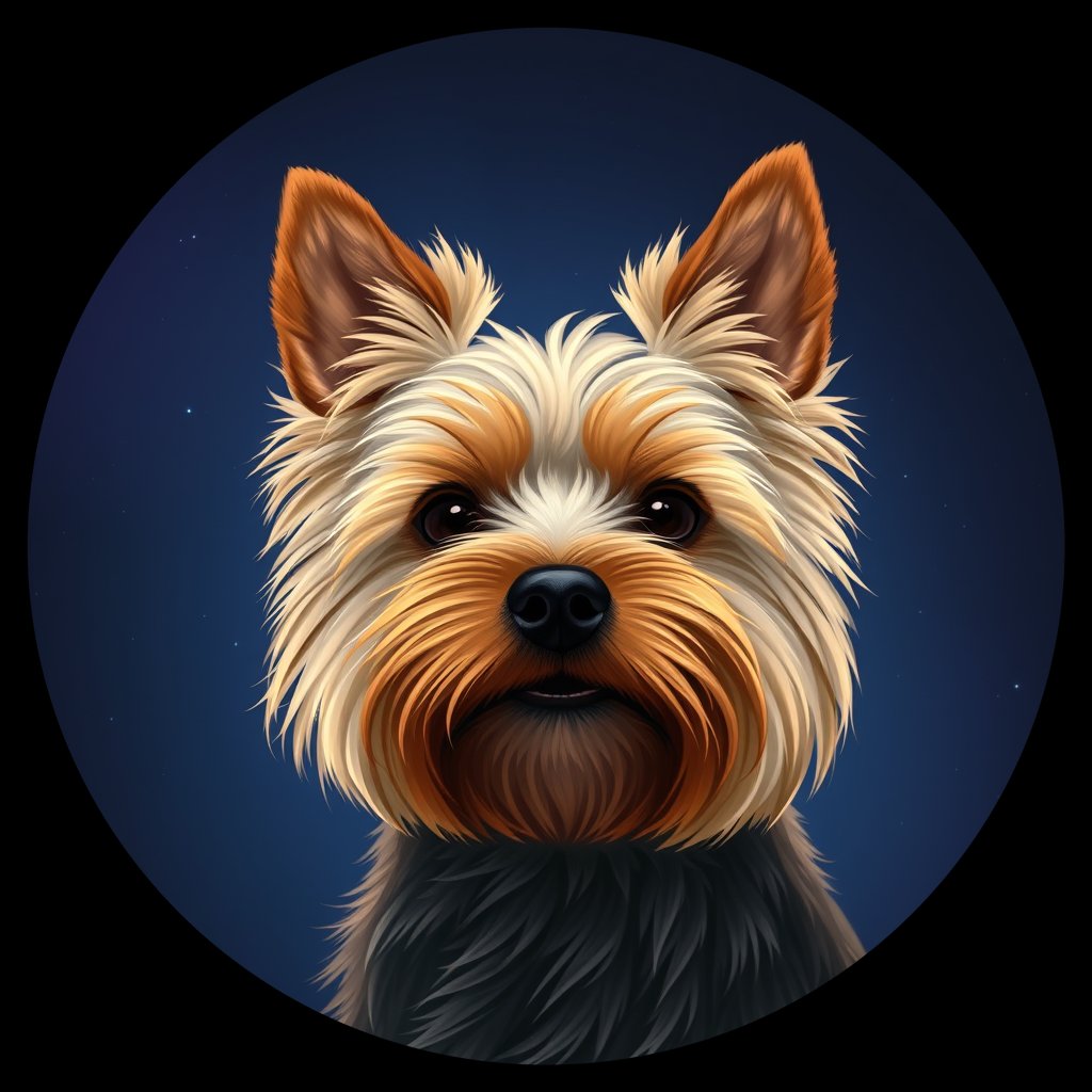 Cosmic medallion portrait of PFZ43A05_PFZ43A05, a Yorkshire Terrier