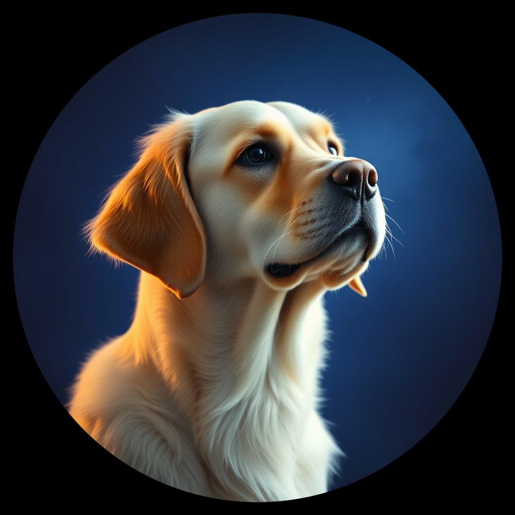 Cosmic medallion portrait of PFZ43A06_PFZ43A06, a Golden Retriever
