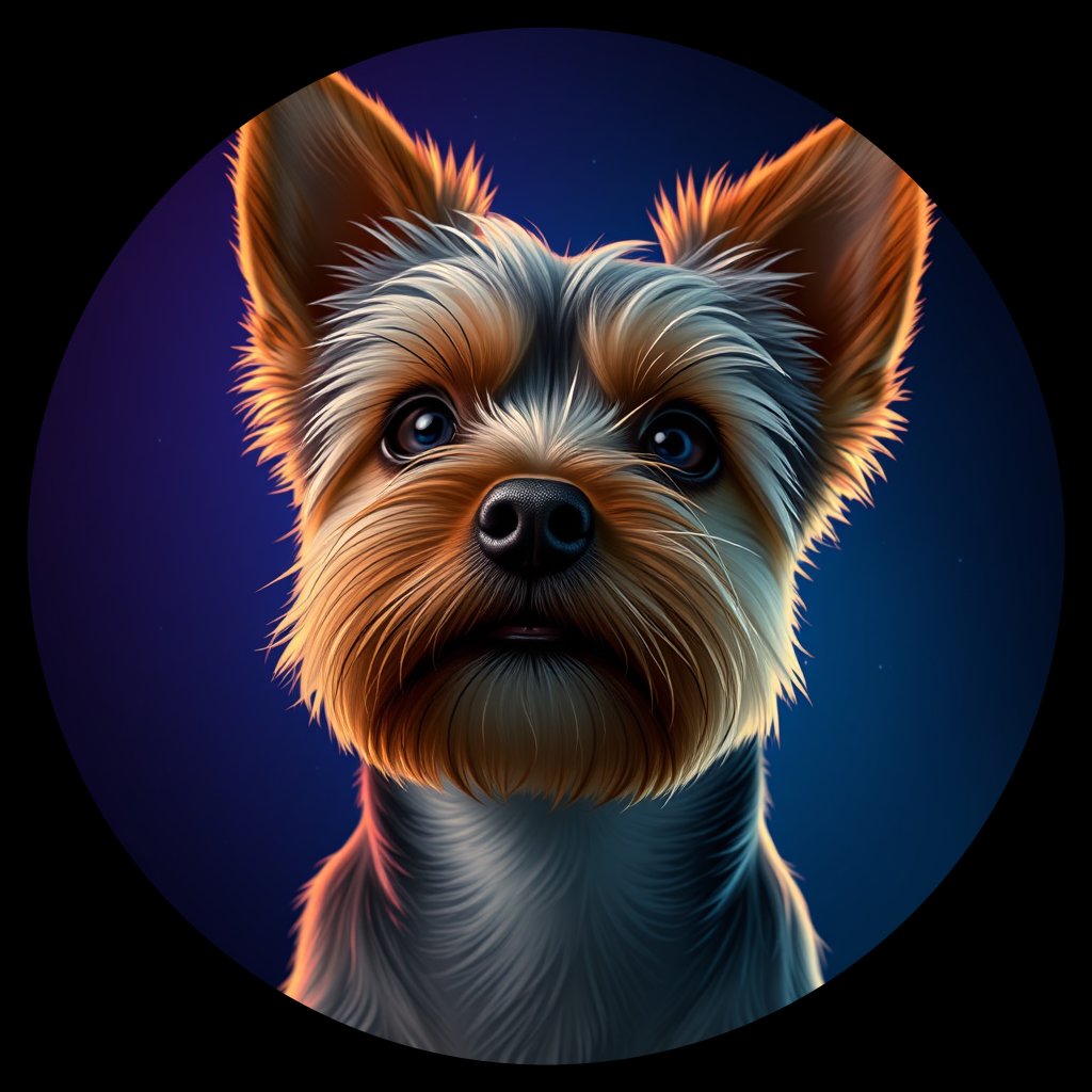 Cosmic medallion portrait of PFZ43A07_PFZ43A07, a Yorkshire Terrier