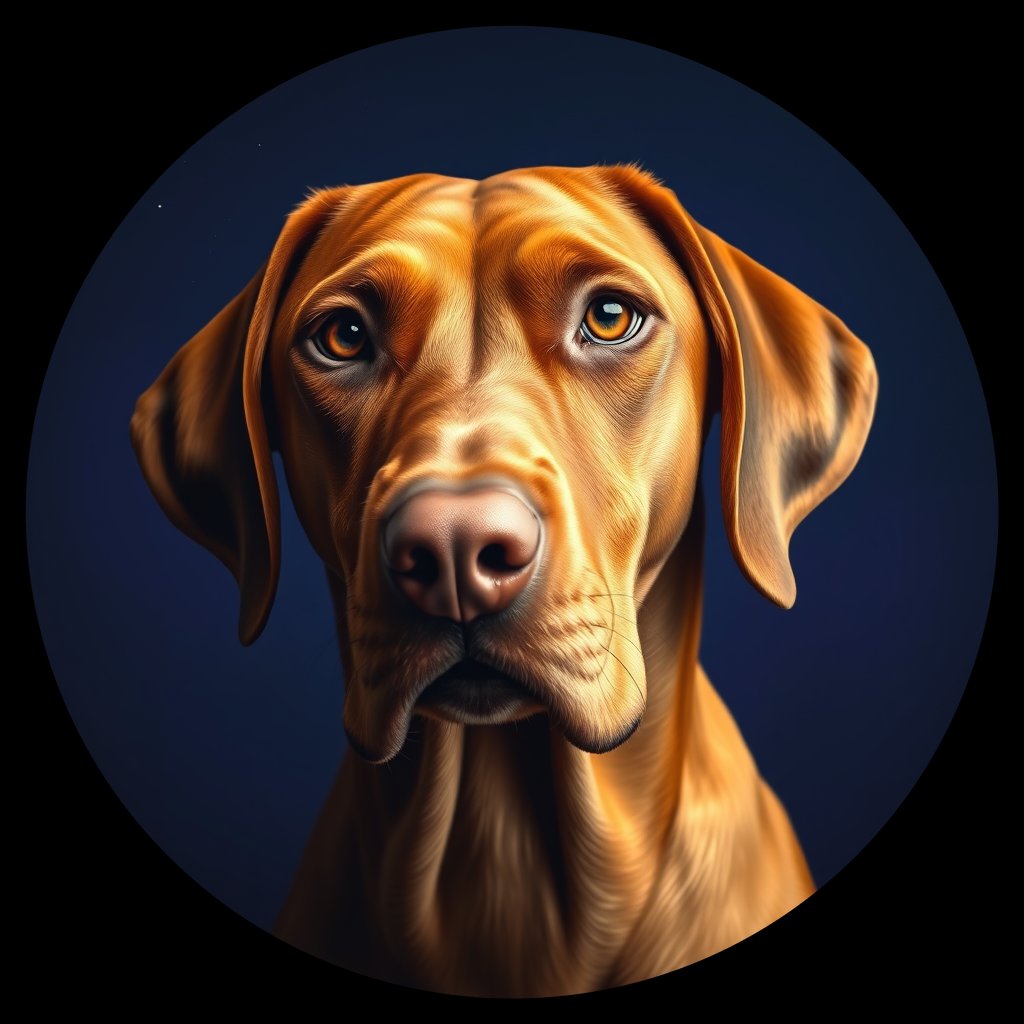 Cosmic medallion portrait of PFZ43A12_PFZ43A12, a Vizsla