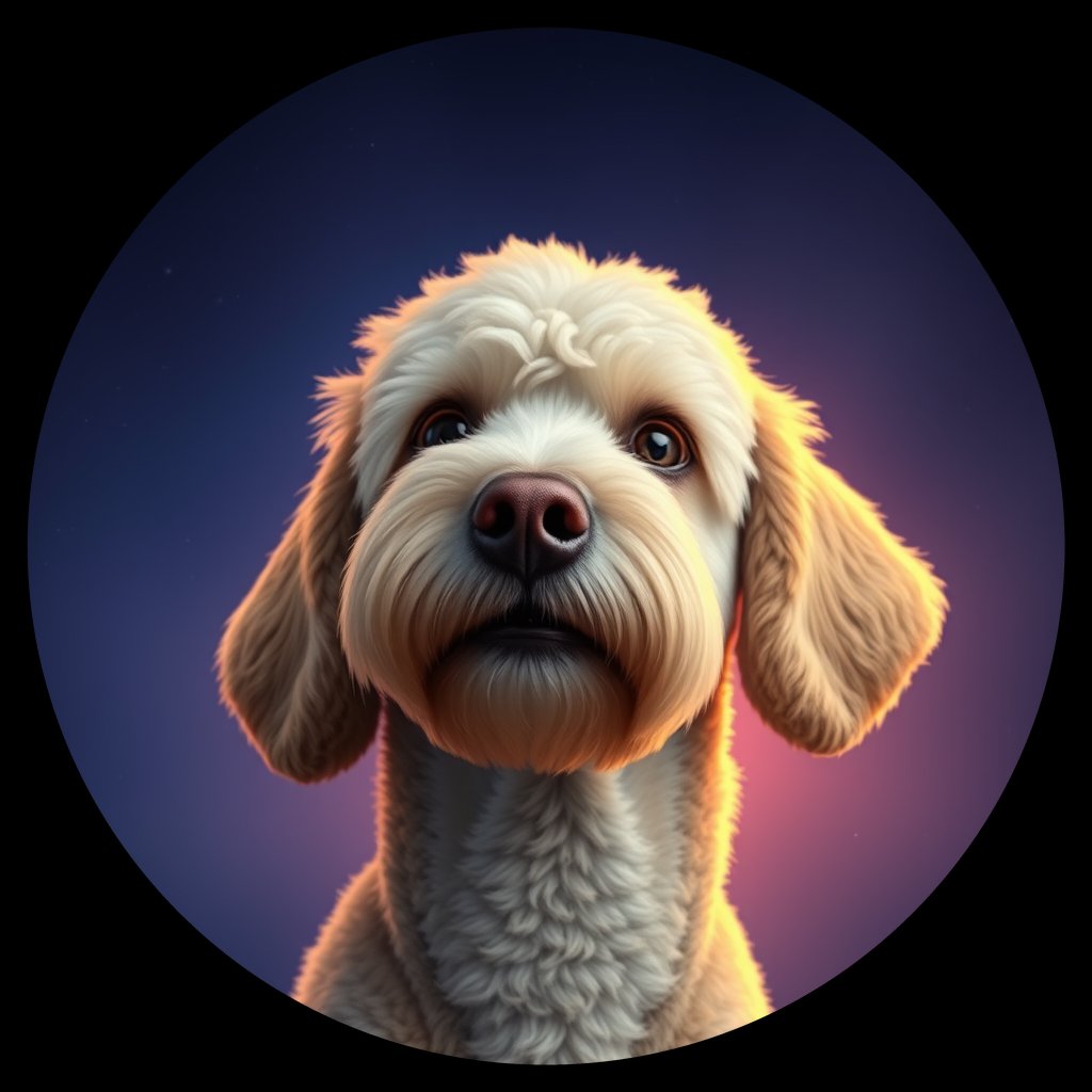 Cosmic medallion portrait of PFZ43B02_PFZ43B02, a Poodle