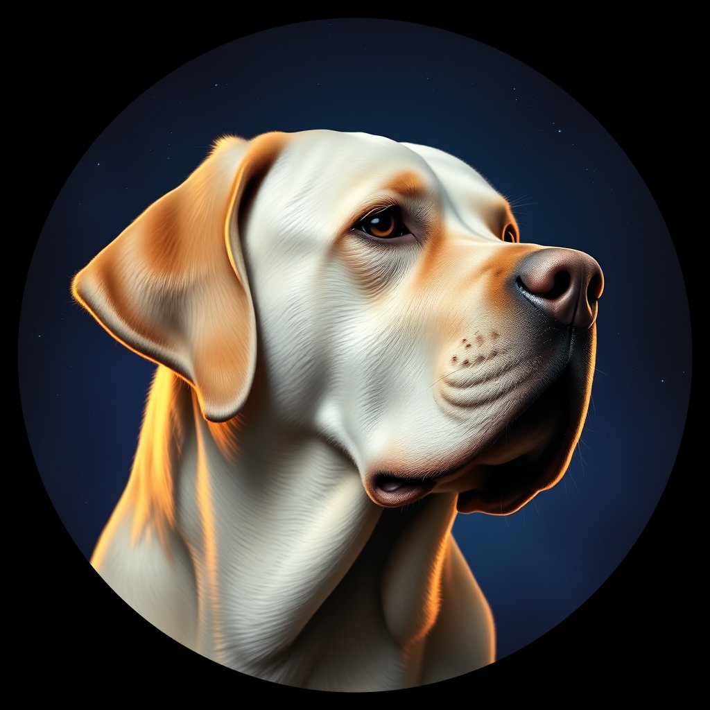 Cosmic medallion portrait of PFZ43B06_PFZ43B06, a Labrador Retriever