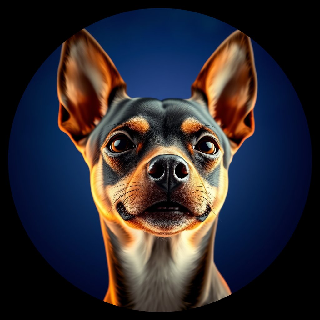 Cosmic medallion portrait of PFZ43B09_PFZ43B09, a Miniature Pinscher