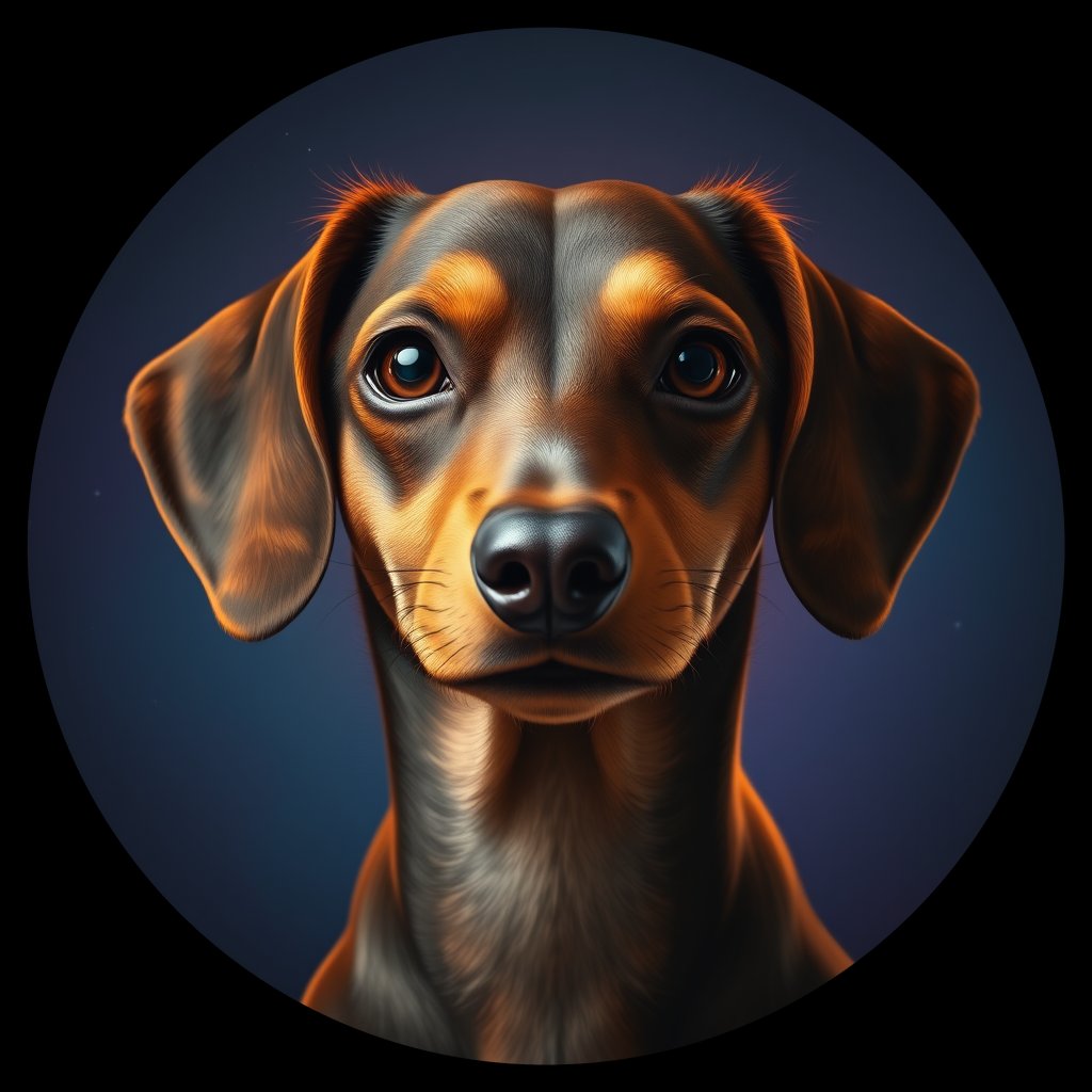 Cosmic medallion portrait of PFZ43C01_PFZ43C01, a Dachshund