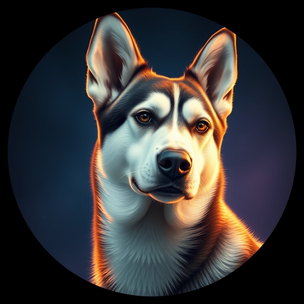 Cosmic medallion portrait of PFZ43C02_PFZ43C02, a Siberian Husky