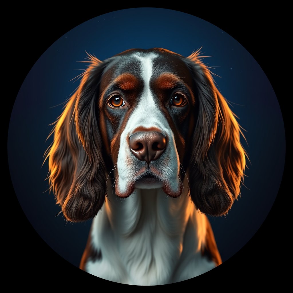 Cosmic medallion portrait of PFZ43C03_PFZ43C03, a English Springer Spaniel
