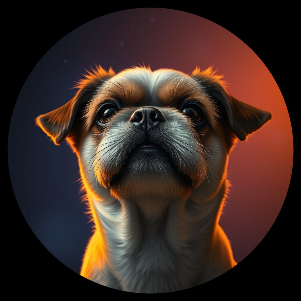 Cosmic medallion portrait of PFZ43C05_PFZ43C05, a Shih Tzu