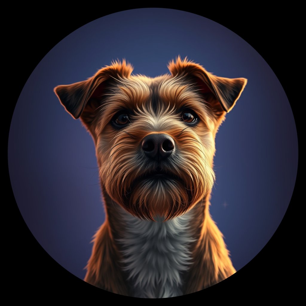 Cosmic medallion portrait of PFZ43C06_PFZ43C06, a Border Terrier