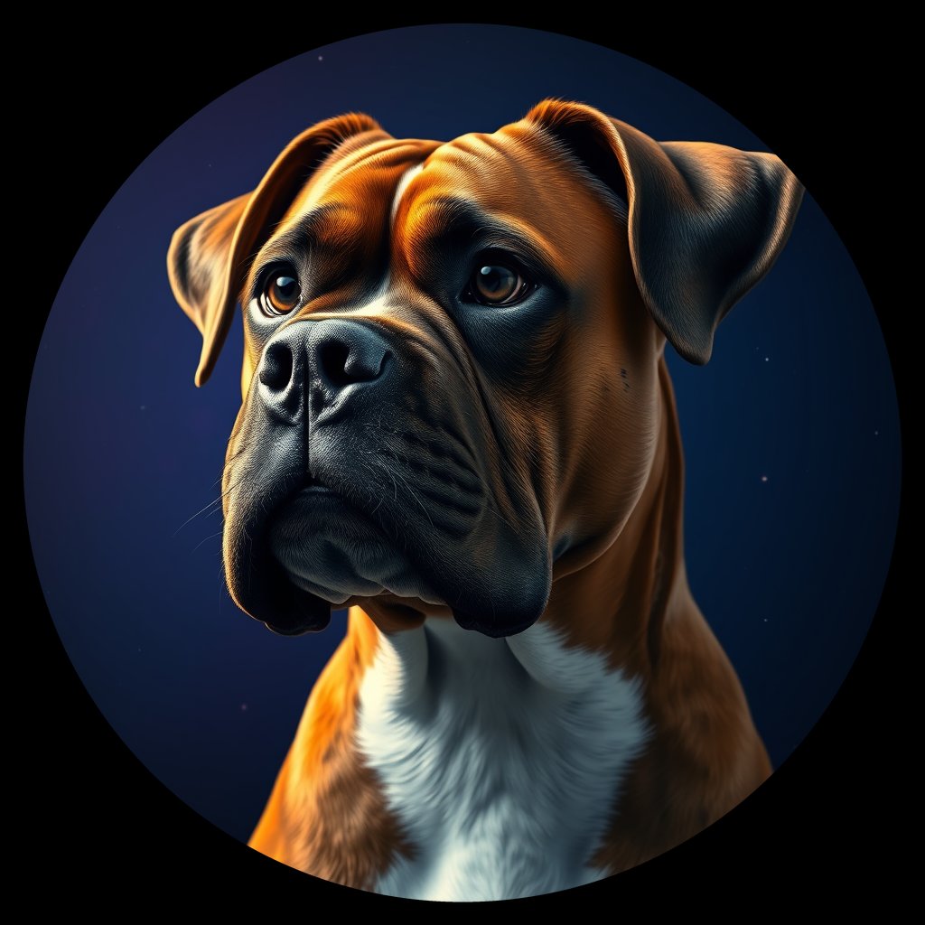 Cosmic medallion portrait of PFZ43C07_PFZ43C07, a Boxer
