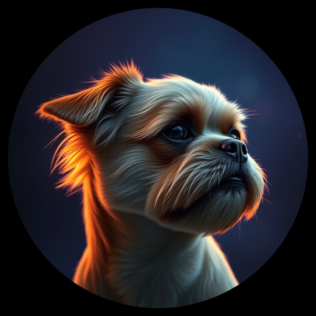 Cosmic medallion portrait of PFZ43C08_PFZ43C08, a Shih Tzu
