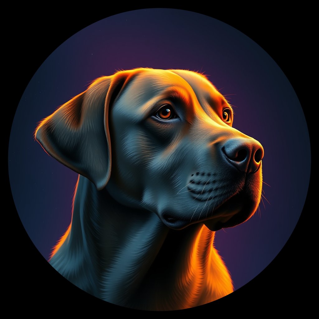 Cosmic medallion portrait of PFZ43C09_PFZ43C09, a Labrador Retriever