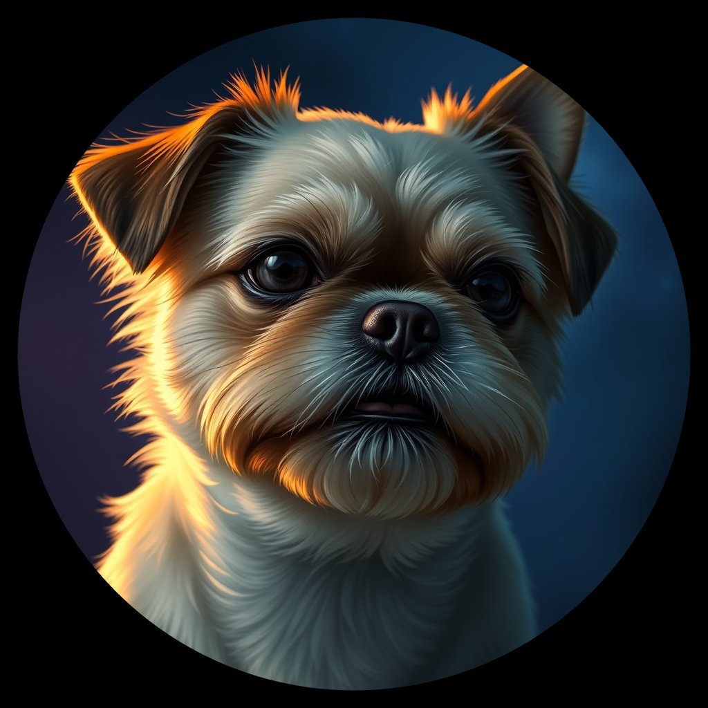 Cosmic medallion portrait of PFZ43C10_PFZ43C10, a Shih Tzu