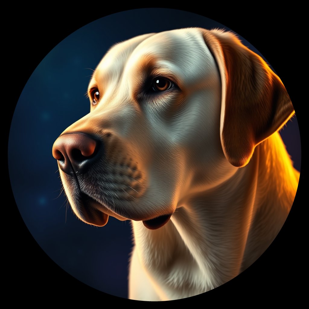 Cosmic medallion portrait of PFZ43C11_PFZ43C11, a Labrador Retriever