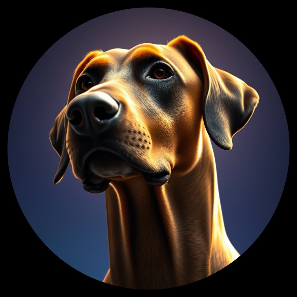 Cosmic medallion portrait of PFZ43C12_PFZ43C12, a Doberman Pinscher