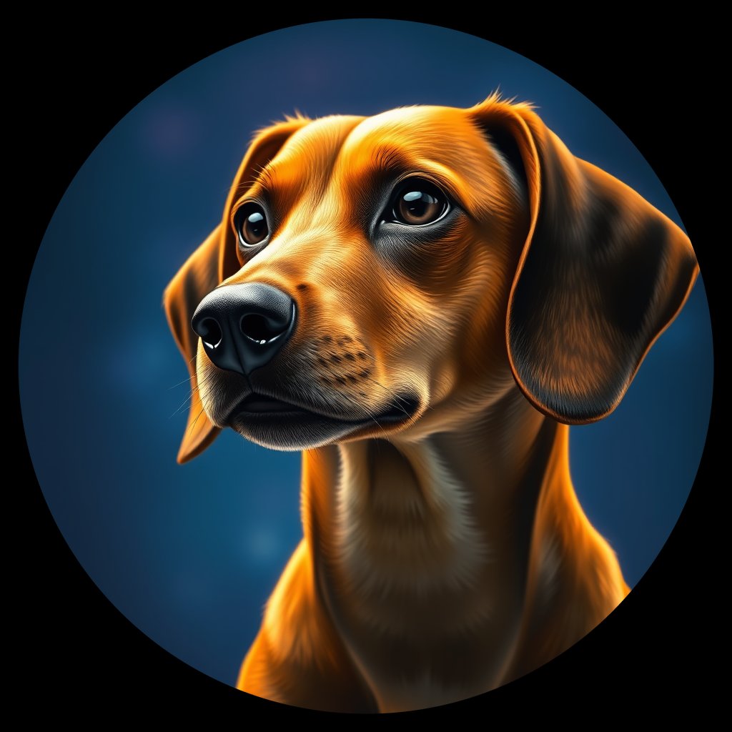 Cosmic medallion portrait of PFZ43D01_PFZ43D01, a Dachshund