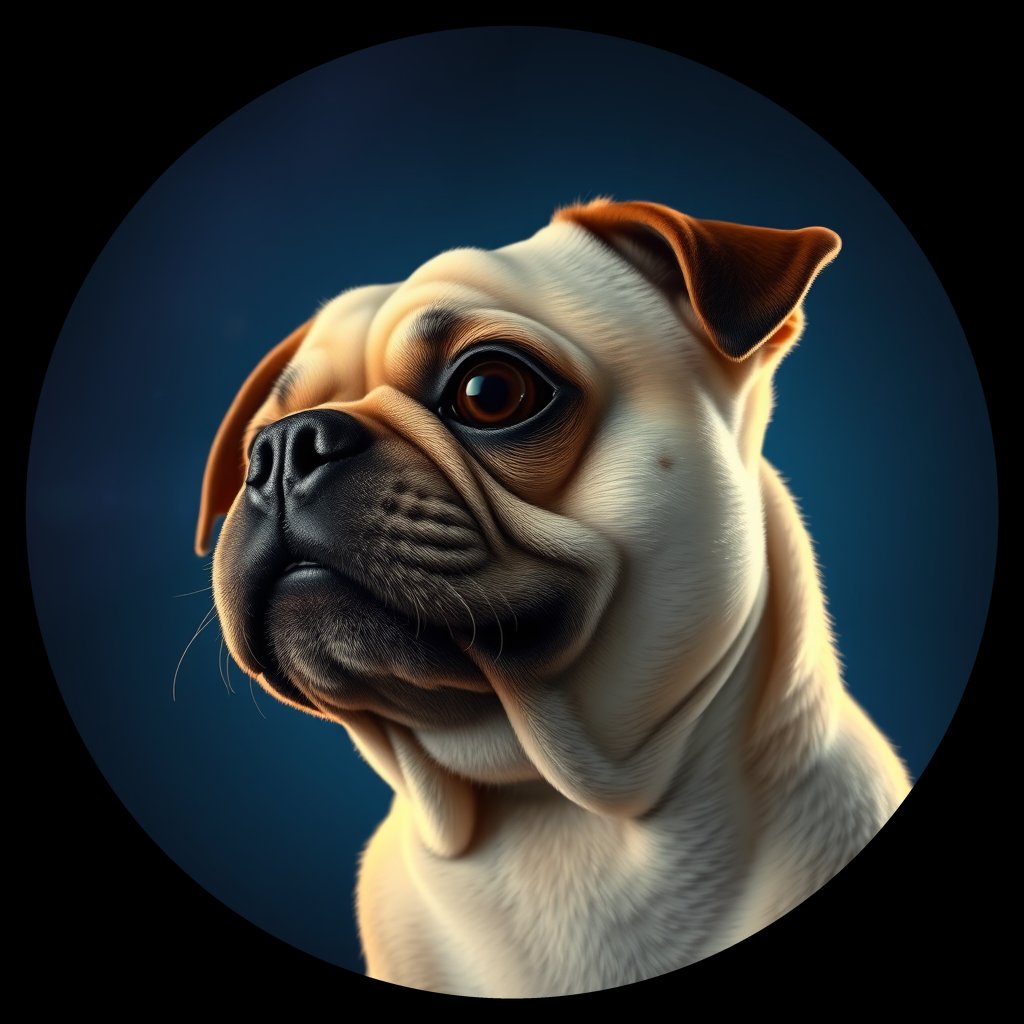 Cosmic medallion portrait of PFZ43D02_PFZ43D02, a Pug