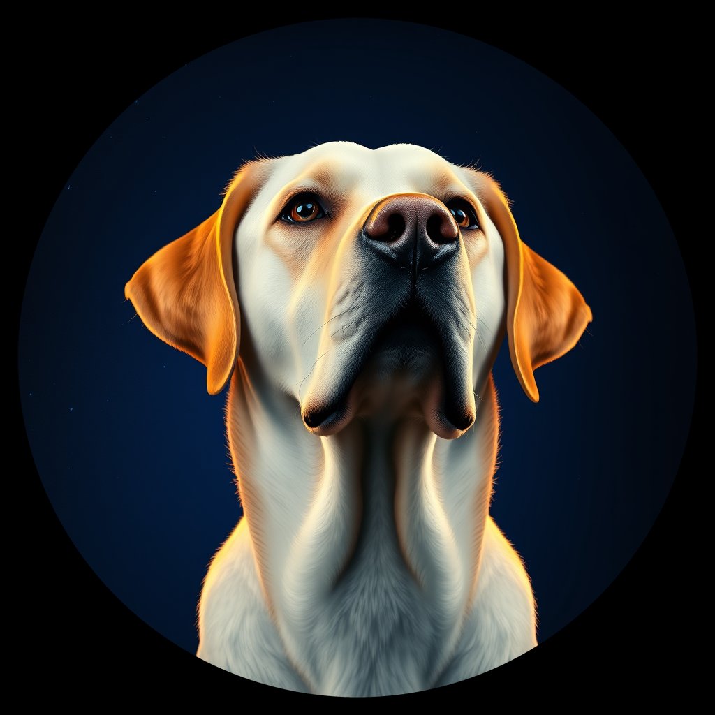 Cosmic medallion portrait of PFZ43D04_PFZ43D04, a Labrador Retriever