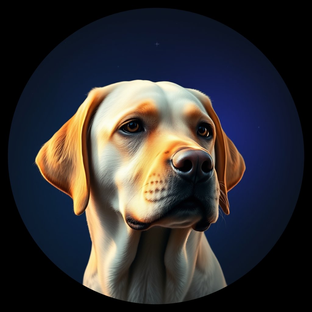 Cosmic medallion portrait of PFZ43D05_PFZ43D05, a Labrador Retriever