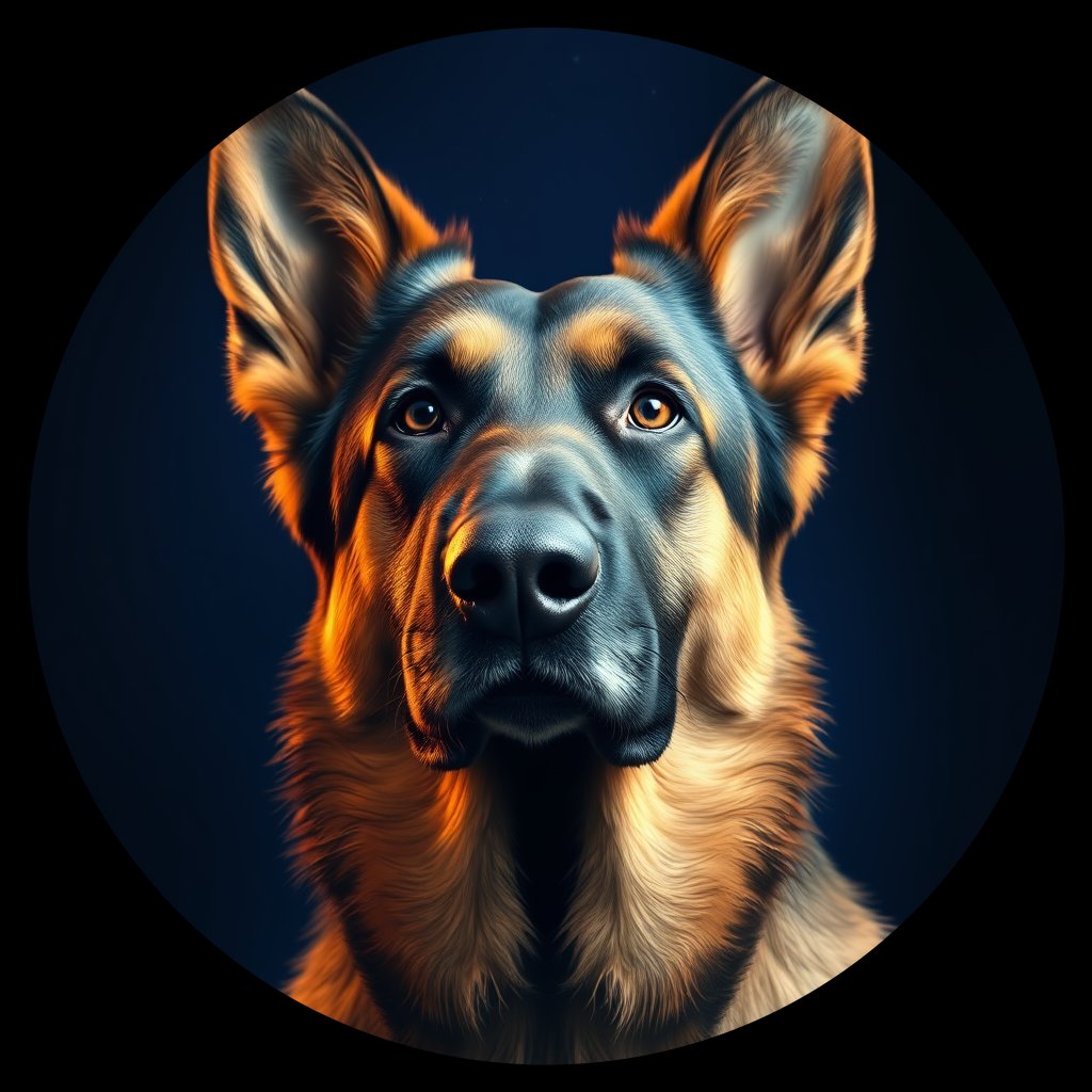 Cosmic medallion portrait of PFZ43D06_PFZ43D06, a German Shepherd