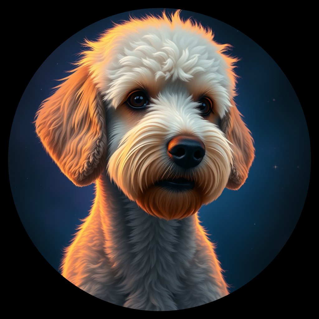 Cosmic medallion portrait of PFZ43D07_PFZ43D07, a Poodle