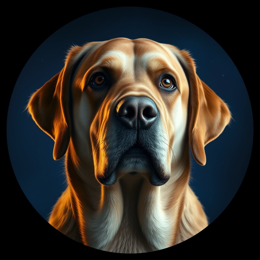 Cosmic medallion portrait of PFZ43D09_PFZ43D09, a Labrador Retriever