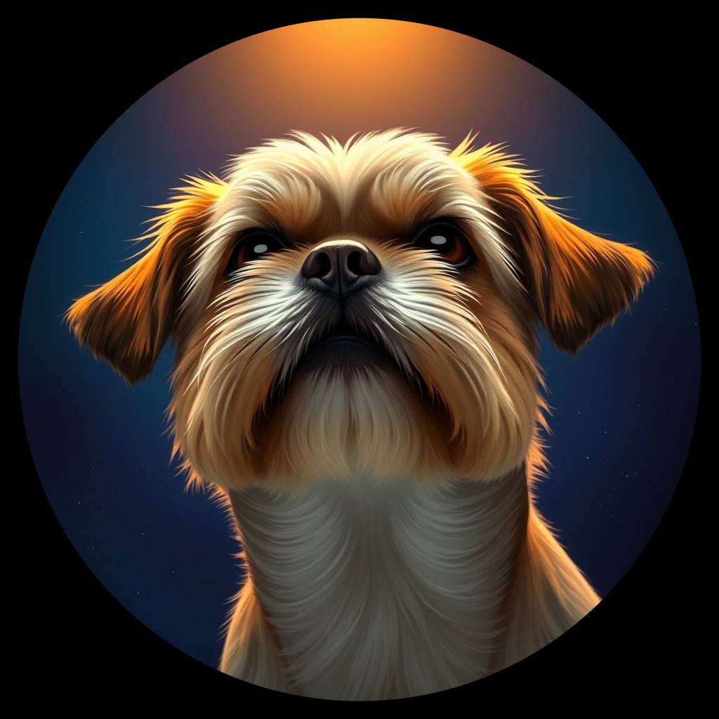 Cosmic medallion portrait of PFZ43D12_PFZ43D12, a Shih Tzu