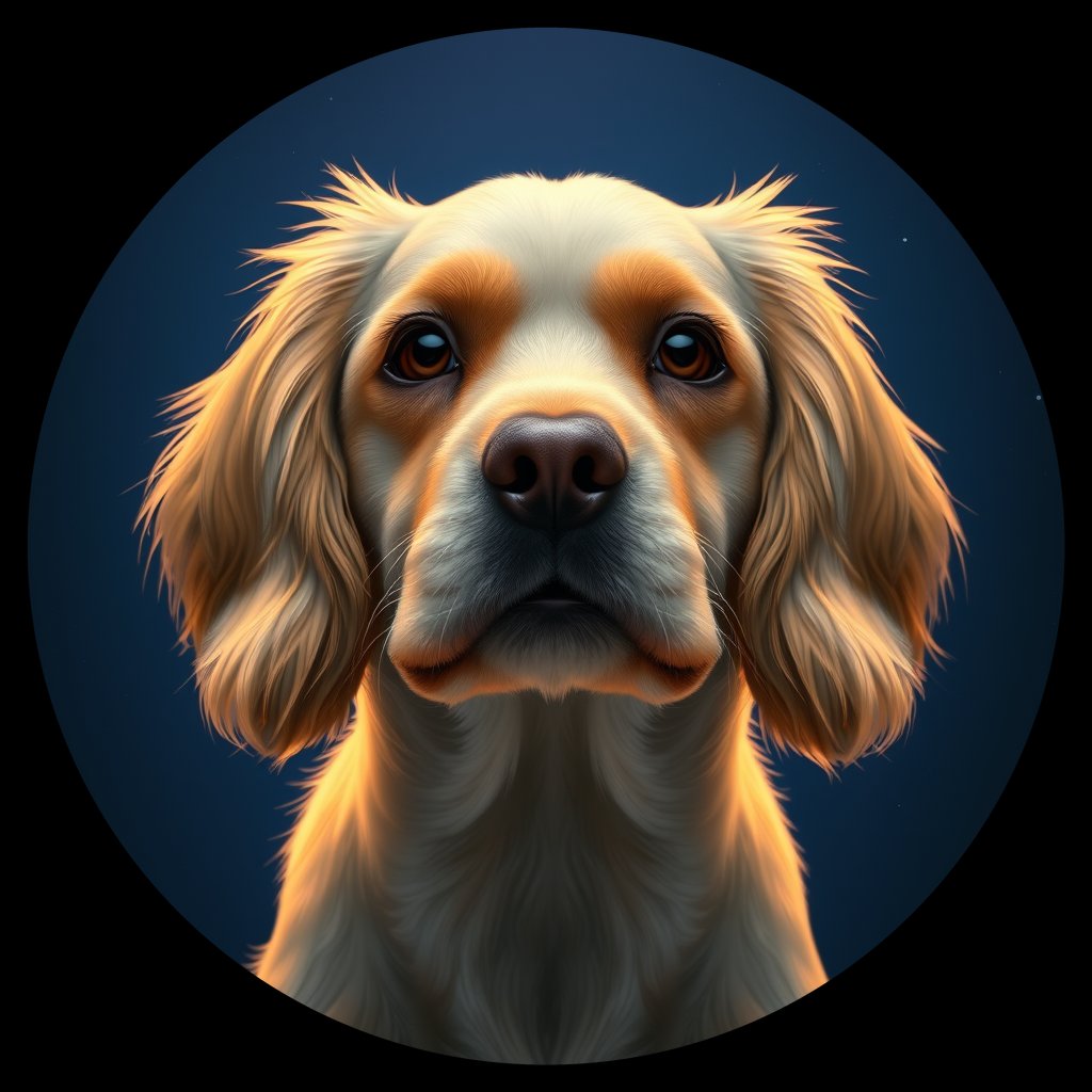 Cosmic medallion portrait of PFZ43E01_PFZ43E01, a American Cocker Spaniel