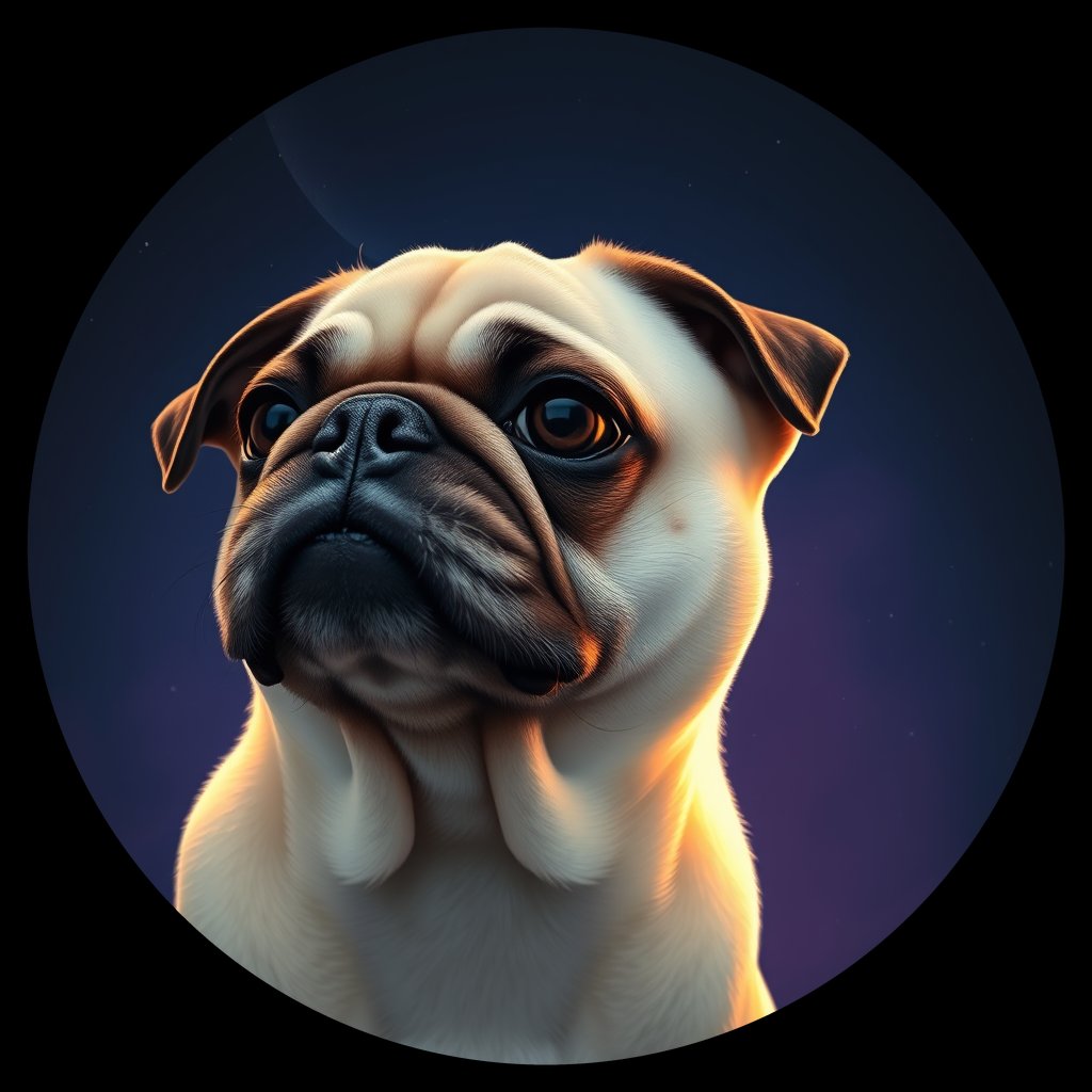 Cosmic medallion portrait of PFZ43E02_PFZ43E02, a Pug