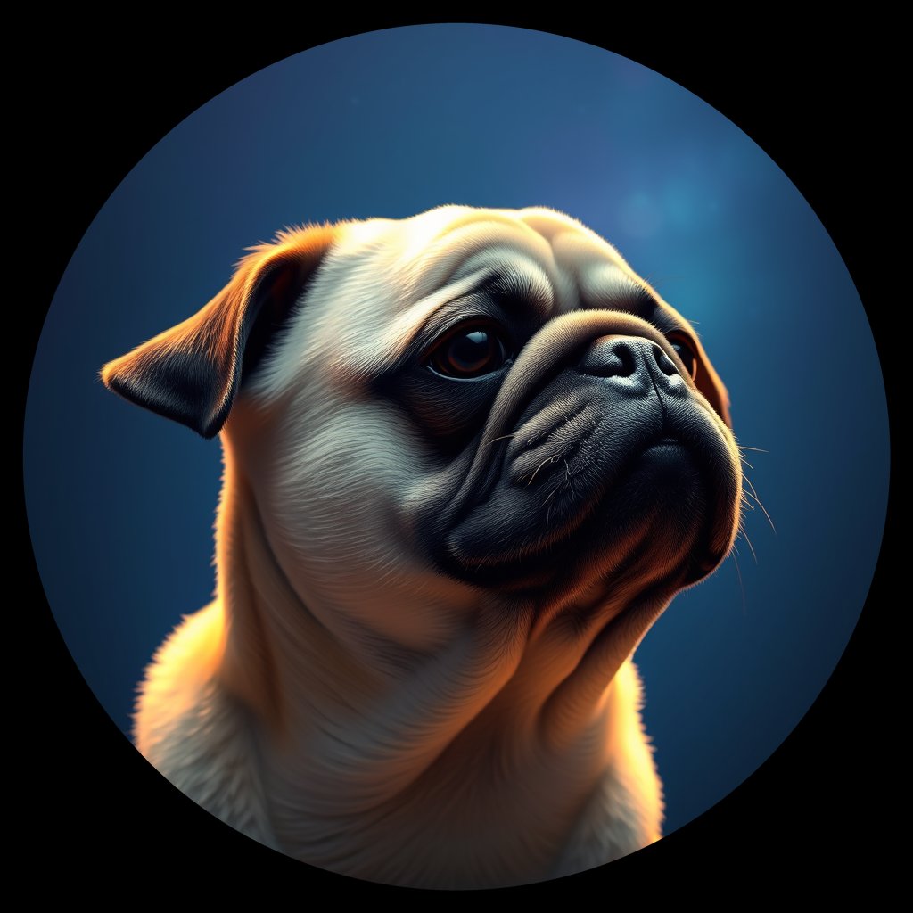 Cosmic medallion portrait of PFZ43E03_PFZ43E03, a Pug