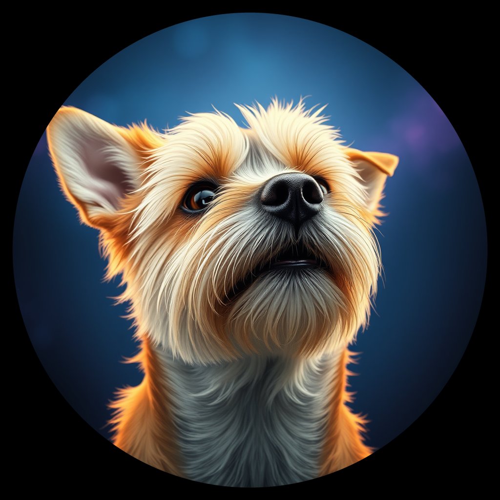 Cosmic medallion portrait of PFZ43E04_PFZ43E04, a Cairn Terrier