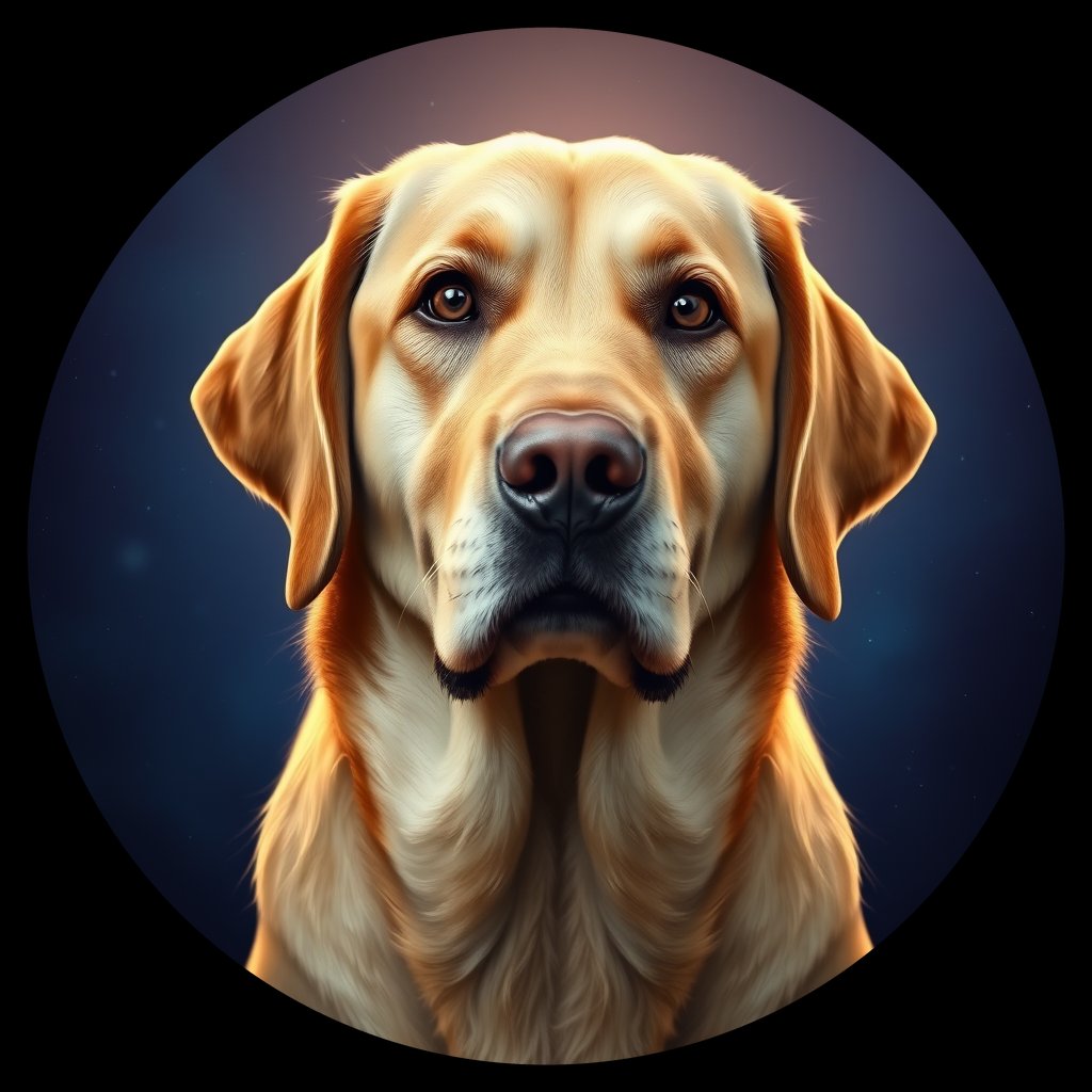 Cosmic medallion portrait of PFZ43E05_PFZ43E05, a Labrador Retriever