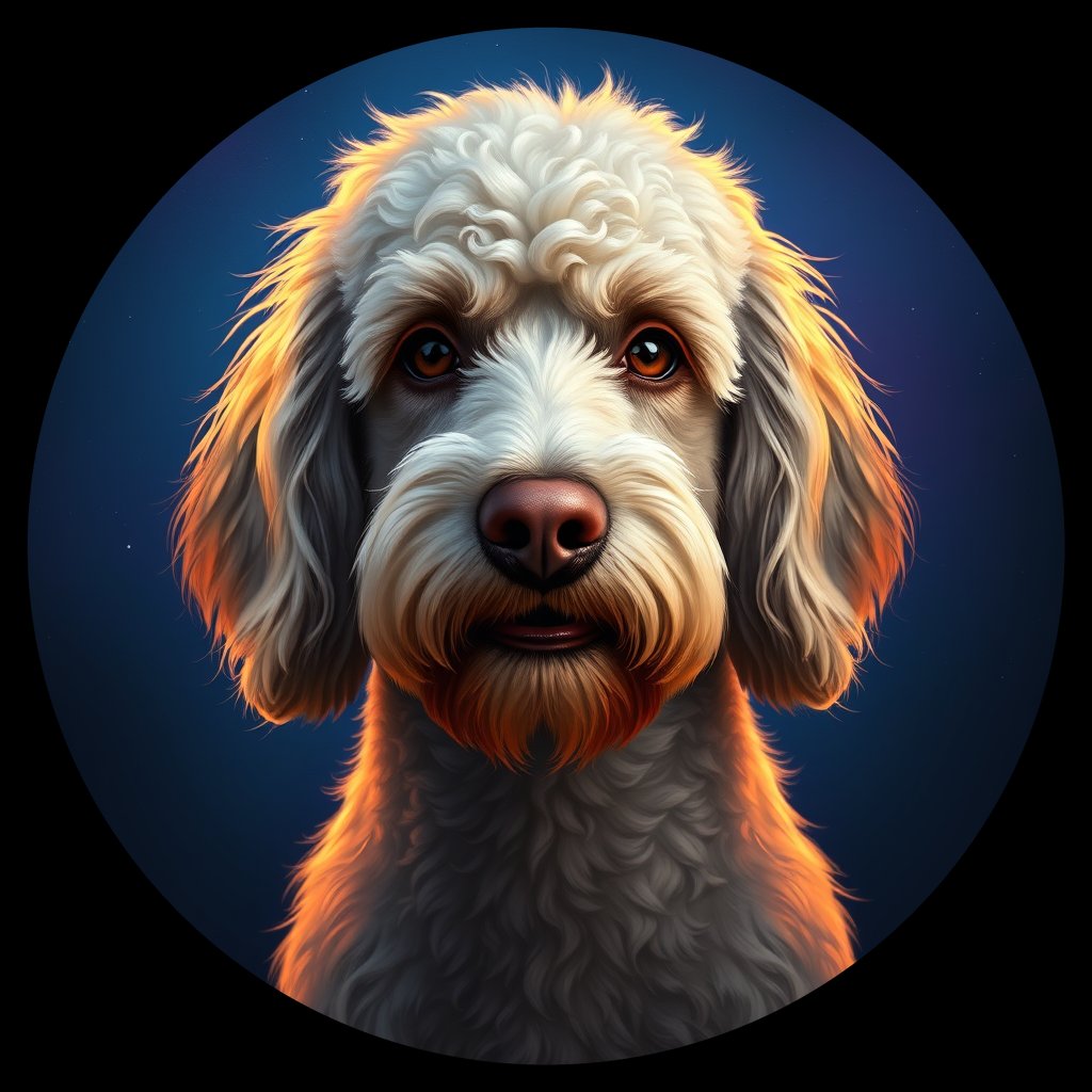 Cosmic medallion portrait of PFZ43E09_PFZ43E09, a Poodle