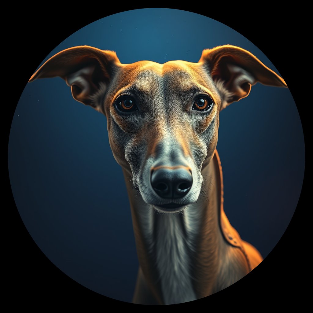 Cosmic medallion portrait of PFZ43F01_PFZ43F01, a Greyhound
